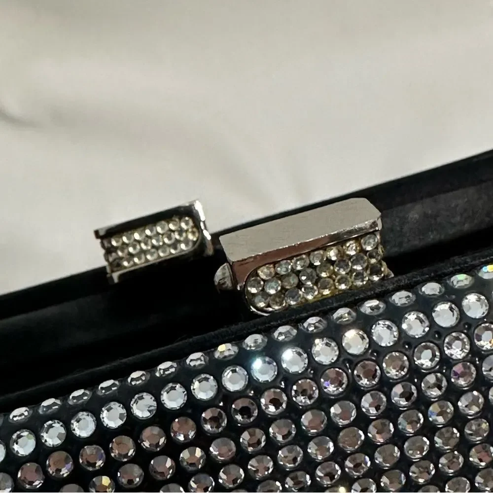 Judith Leiber Swarovski Crystal Evening Bag Clutch with Chain Mirror Comb Glam - Picture 15 of 16